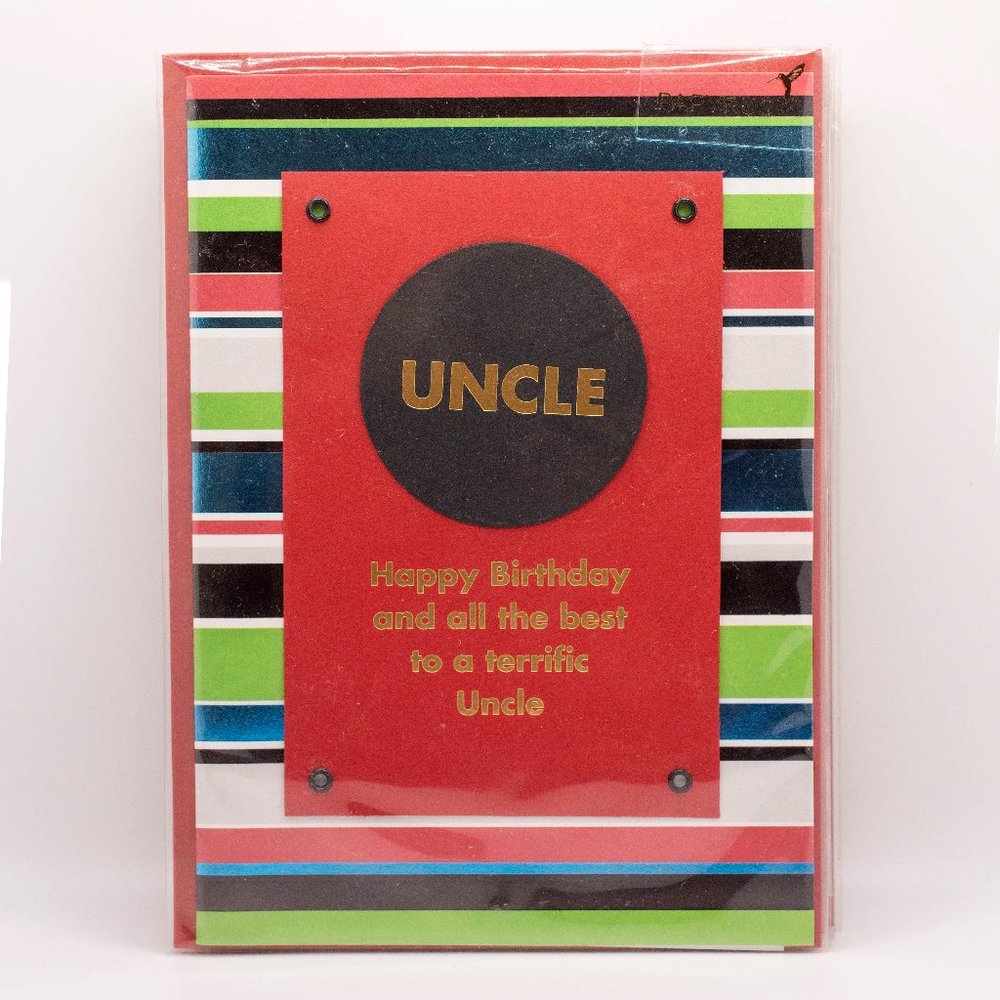 Happy Birthday to My Uncle Striped Papyrus Card